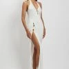 HSH DRESSES Tanja Halter Neck Side Split Midi Dress - White