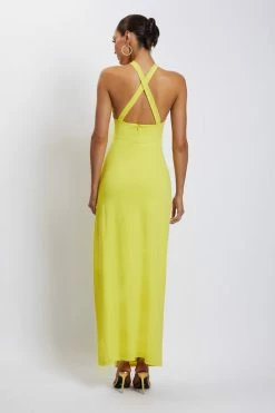 AMC Nikki Multi Cut Out Maxi Dress - Yellow