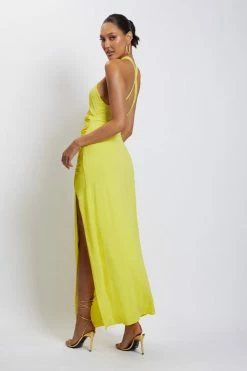 AMC Nikki Multi Cut Out Maxi Dress - Yellow