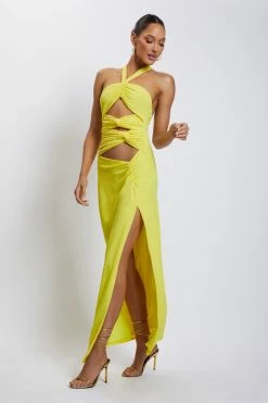 AMC Nikki Multi Cut Out Maxi Dress - Yellow