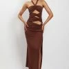 AMC Nikki Multi Cut Out Maxi Dress - Chocolate