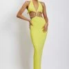 AMC DRESSES Nicha Diamante Cut Out Midi Dress - Yellow