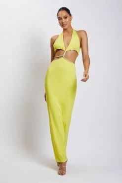 AMC DRESSES Nicha Diamante Cut Out Midi Dress - Yellow 8 AMC DRESSES Nicha Diamante Cut Out Midi Dress - Yellow