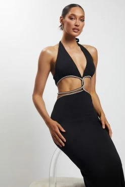 AMC Nicha Diamante Cut Out Midi Dress - Black Midi Dresses 16 AMC Nicha Diamante Cut Out Midi Dress - Black Midi Dresses