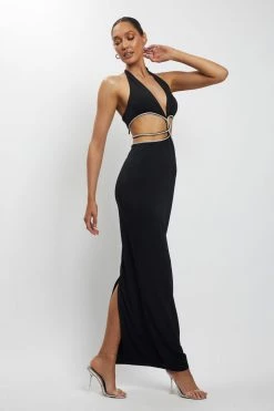 AMC Nicha Diamante Cut Out Midi Dress - Black Midi Dresses 15 AMC Nicha Diamante Cut Out Midi Dress - Black Midi Dresses