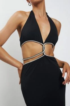 AMC Nicha Diamante Cut Out Midi Dress - Black Midi Dresses 14 AMC Nicha Diamante Cut Out Midi Dress - Black Midi Dresses