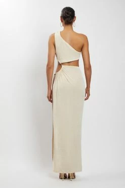 BSD Paige Ruched Side Cut Out Maxi Dress - Nude