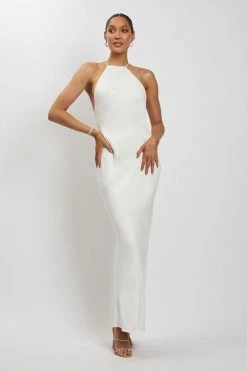 HSH Freya Halter Neck Low Back Maxi Dress - White DRESSES