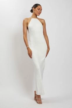HSH Freya Halter Neck Low Back Maxi Dress - White DRESSES 13 HSH Freya Halter Neck Low Back Maxi Dress - White DRESSES