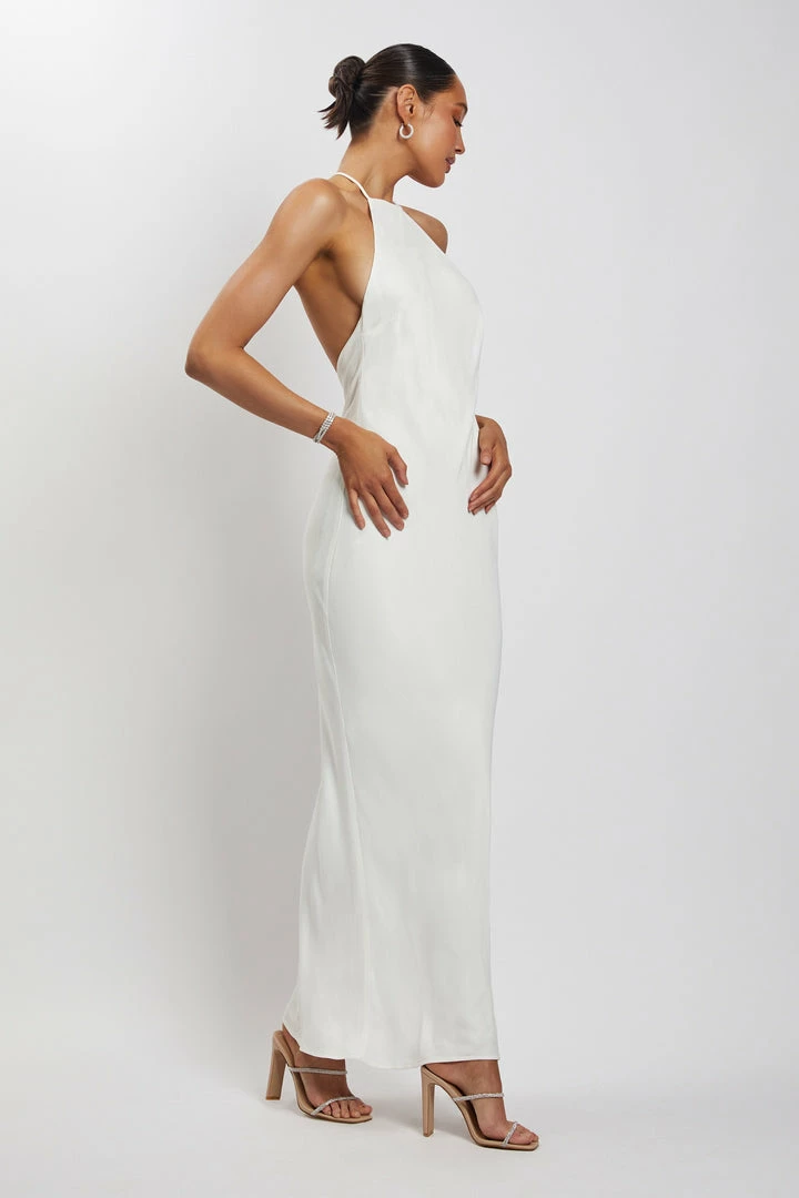 HSH Freya Halter Neck Low Back Maxi Dress - White DRESSES 8 HSH Freya Halter Neck Low Back Maxi Dress - White DRESSES