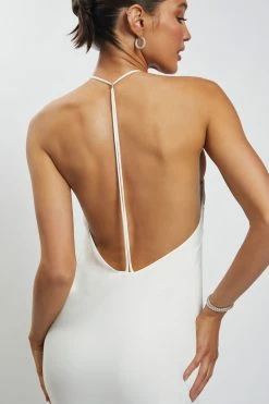 HSH Freya Halter Neck Low Back Maxi Dress - White DRESSES 10 HSH Freya Halter Neck Low Back Maxi Dress - White DRESSES