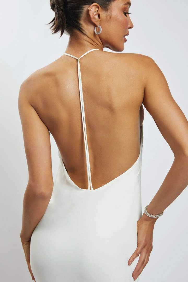 HSH Freya Halter Neck Low Back Maxi Dress - White DRESSES 3 HSH Freya Halter Neck Low Back Maxi Dress - White DRESSES