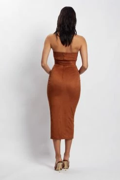 WNT Bella Suede Belted Midi Dress - Tan 14 WNT Bella Suede Belted Midi Dress - Tan