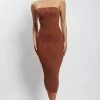 EMS Kyra Strapless Knit Midi Dress - Chocolate DRESSES