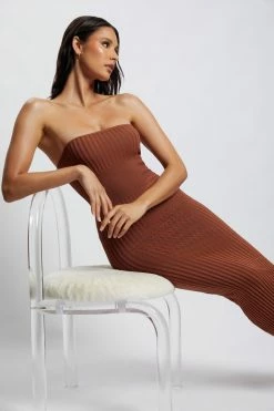 EMS Kyra Strapless Knit Midi Dress - Chocolate DRESSES