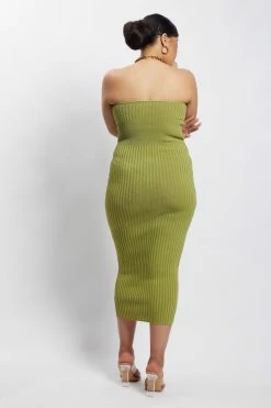 EMS Kyra Strapless Knit Midi Dress - Apple