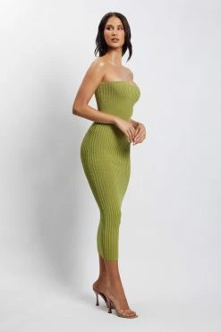 EMS Kyra Strapless Knit Midi Dress - Apple