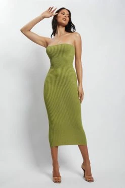 EMS Kyra Strapless Knit Midi Dress - Apple