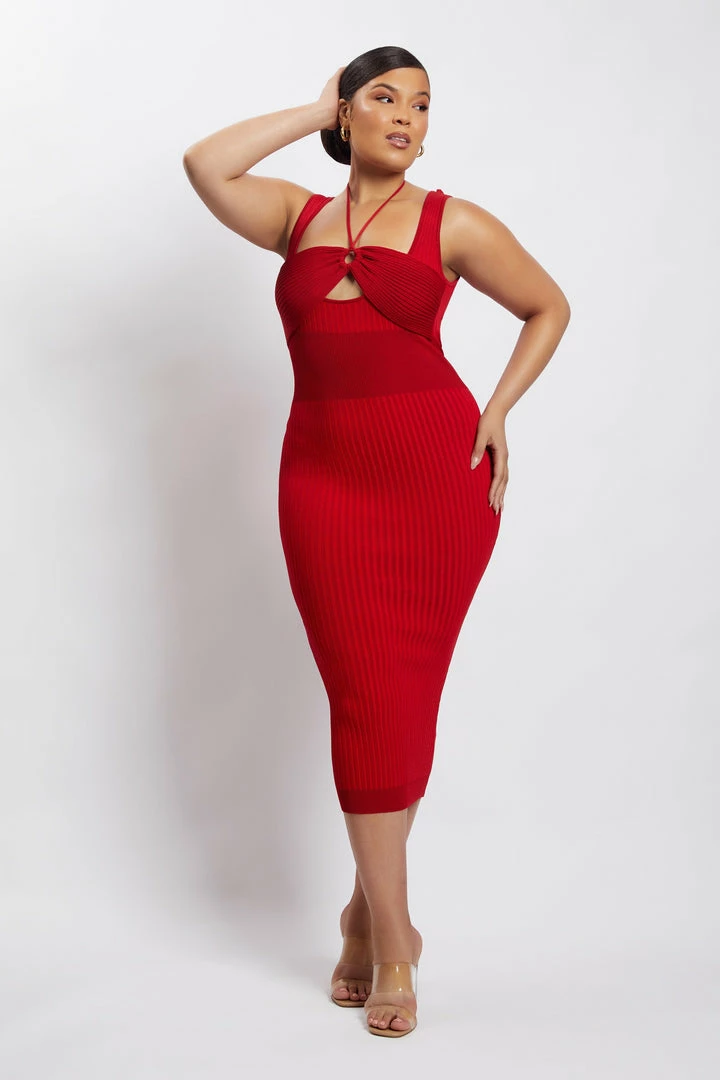 EMS Liana Bandeau Knitted Midi Dress - Chilli Pepper DRESSES 5 EMS Liana Bandeau Knitted Midi Dress - Chilli Pepper DRESSES