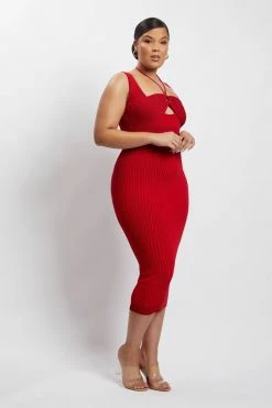 EMS Liana Bandeau Knitted Midi Dress - Chilli Pepper DRESSES 19 EMS Liana Bandeau Knitted Midi Dress - Chilli Pepper DRESSES