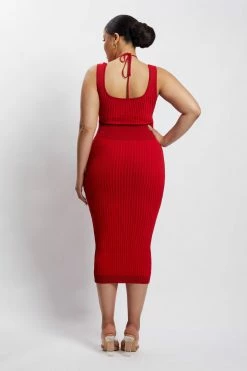 EMS Liana Bandeau Knitted Midi Dress - Chilli Pepper DRESSES 21 EMS Liana Bandeau Knitted Midi Dress - Chilli Pepper DRESSES