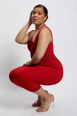 EMS Liana Bandeau Knitted Midi Dress - Chilli Pepper DRESSES 20 EMS Liana Bandeau Knitted Midi Dress - Chilli Pepper DRESSES