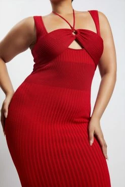 EMS Liana Bandeau Knitted Midi Dress - Chilli Pepper DRESSES 17 EMS Liana Bandeau Knitted Midi Dress - Chilli Pepper DRESSES
