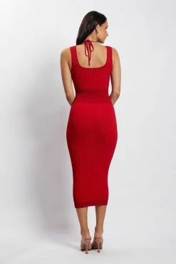 EMS Liana Bandeau Knitted Midi Dress - Chilli Pepper DRESSES 14 EMS Liana Bandeau Knitted Midi Dress - Chilli Pepper DRESSES