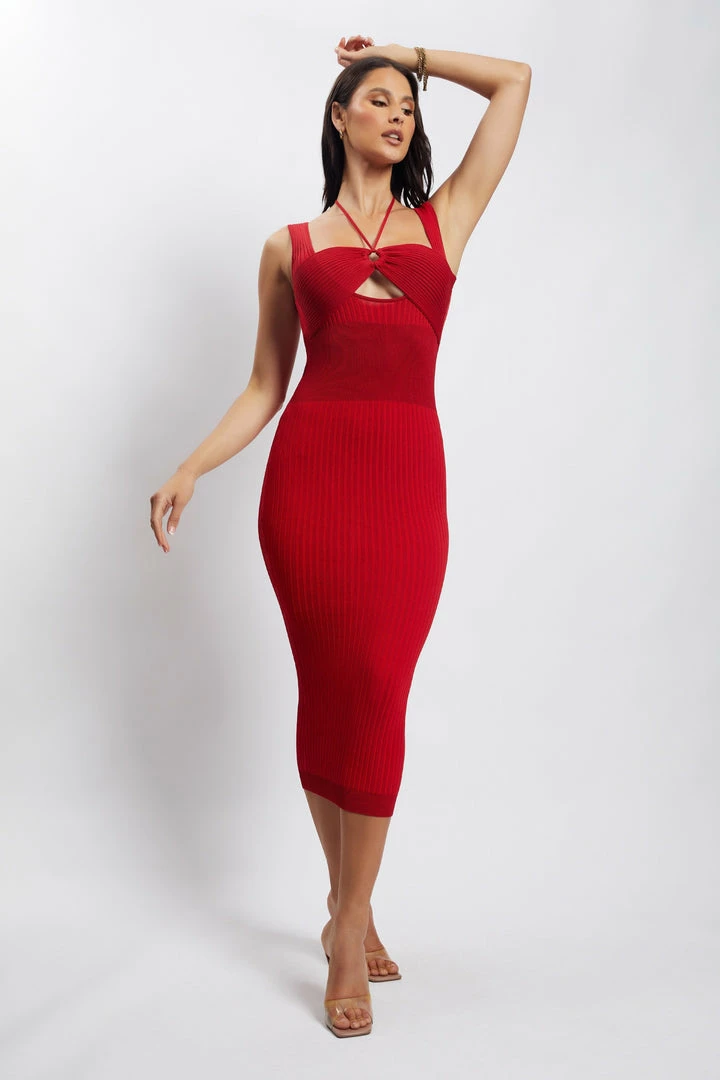 EMS Liana Bandeau Knitted Midi Dress - Chilli Pepper DRESSES 1 EMS Liana Bandeau Knitted Midi Dress - Chilli Pepper DRESSES
