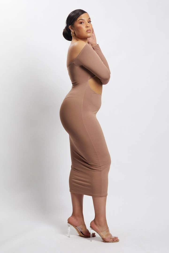WXI DRESSES Breanna Cut Out Midi Dress - Light Brown 7 WXI DRESSES Breanna Cut Out Midi Dress - Light Brown
