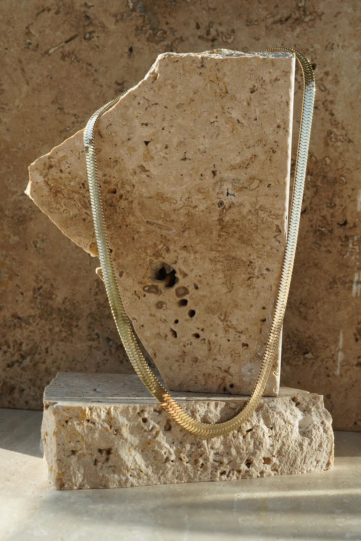 ZNY All Accessories Nour 14K Gold Plated Snake Chain Gold Plated Necklace - Gold 2 ZNY All Accessories Nour 14K Gold Plated Snake Chain Gold Plated Necklace - Gold