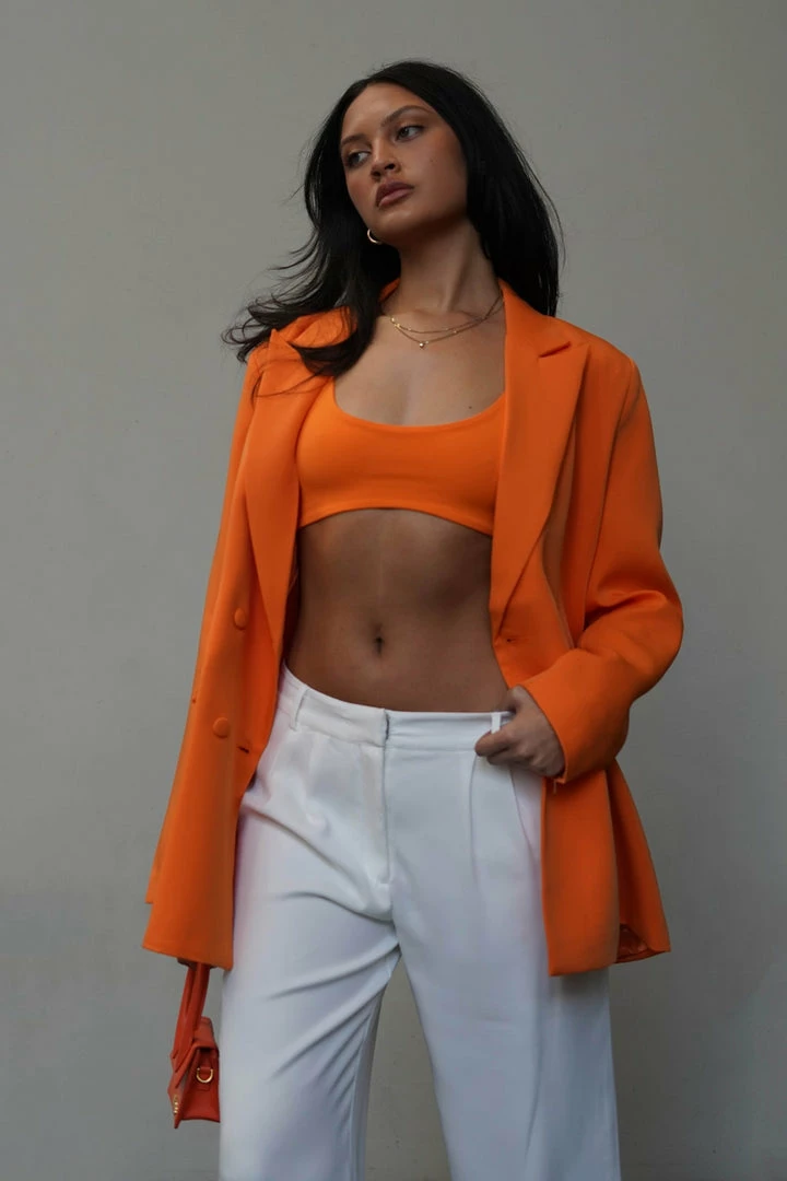 WNT Two Piece Sets Madison Oversized Blazer - Tangerine 3 WNT Two Piece Sets Madison Oversized Blazer - Tangerine