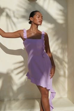 BSD Maeve Asymmetric Ruffle Dress - Lilac DRESSES