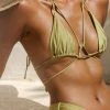 GLD Lexy Triangle Bikini Top With Triangle Hardware - Olive MESHKI SWIM