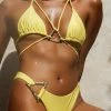 GLD Allora Triangle Hardware Bikini Cheeky Brief - Canary Yellow MESHKI SWIM