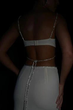 AMC Sweeney Diamante Bralette Top - Bone