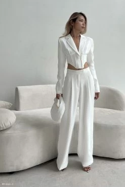 WNT Two Piece Sets Gloria Wide Leg Trousers - White