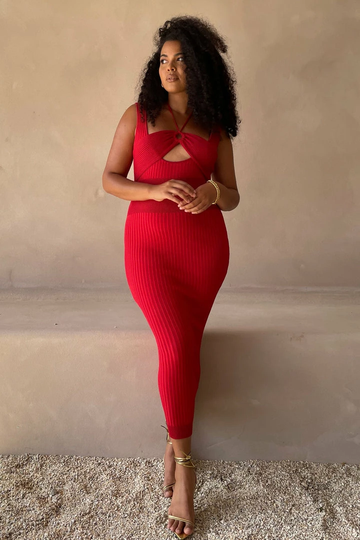 EMS Liana Bandeau Knitted Midi Dress - Chilli Pepper DRESSES 11 EMS Liana Bandeau Knitted Midi Dress - Chilli Pepper DRESSES