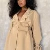 WNG DRESSES Rose Belted Blazer Dress With Bag - Camel
