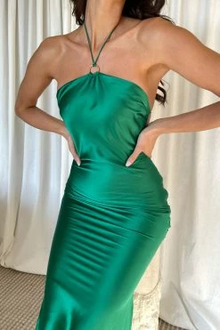 WNT DRESSES Ivana Satin Halter Midi Dress - Green 17 WNT DRESSES Ivana Satin Halter Midi Dress - Green