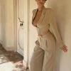 WNT Gloria Wide Leg Trouser - Taupe Two Piece Sets