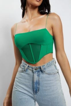 WDN Jada Mesh Corset Bustier - Green