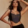 LCH All Tops Kali Faux Leather Corset - Black