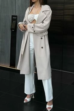 WNT Keily Super Oversized Trench Coat - Bone