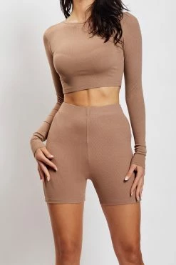 ROM Lisa Ribbed Booty Short - Latte All Bottoms