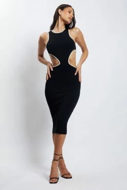 SOP Lela Cut Out Midi Dress - Black DRESSES