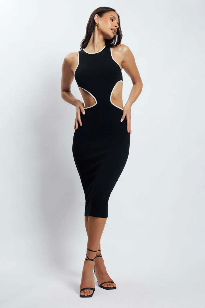 SOP Lela Cut Out Midi Dress - Black DRESSES 1 SOP Lela Cut Out Midi Dress - Black DRESSES