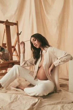 JLW Liliana Satin Shirt - Bone