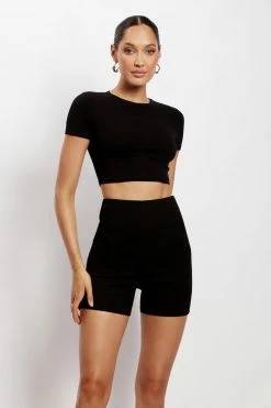 ROM Lisa Ribbed Booty Short - Black