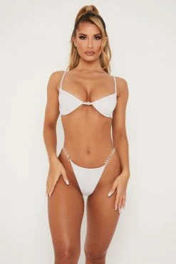 GLD Sydnie Diamante Meshki Logo Bikini Bottom - Silver